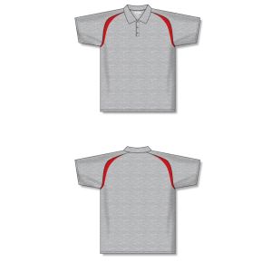 Athletic Knit A1820-923 Apparel Polo Shirt - Heather Grey/Red - Full