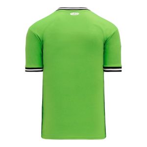 Athletic Knit BA1333-107 Pullover Baseball Jersey - Lime Green/Black/White - Rear