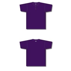 Athletic Knit BA1347-010 Two Button Baseball Jersey - Purple - Full