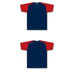 Athletic Knit BA1375-285 Pullover Baseball Jersey - Navy/Red - Full
