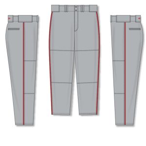 Athletic Knit BA1391-829 Pro Baseball Pants - Grey/Red - Full