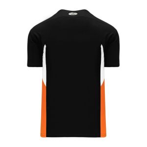 Athletic Knit BA1763-223 One Button Baseball Jersey - Black/White/Orange - Rear