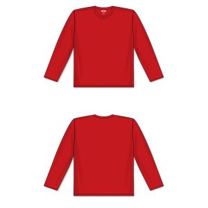 Athletic Knit BA1900-005 Baseball Long Sleeve Shirt - Red - Full