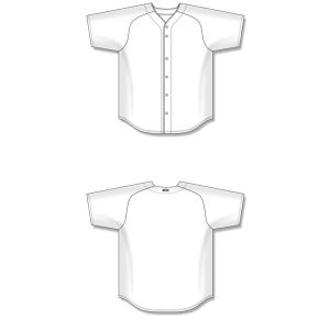 Athletic Knit BA5200-000 Full Button Baseball Jersey - White - Full