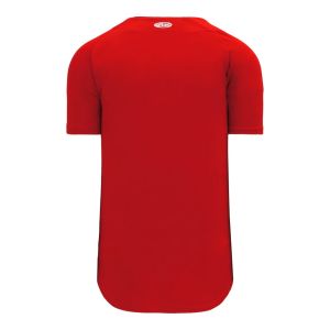 Athletic Knit BA5200-005 Full Button Baseball Jersey - Red - Rear