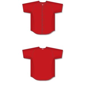 Athletic Knit BA5200-005 Full Button Baseball Jersey - Red - Full