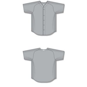 Athletic Knit BA5200-012 Full Button Baseball Jersey - Grey - Full
