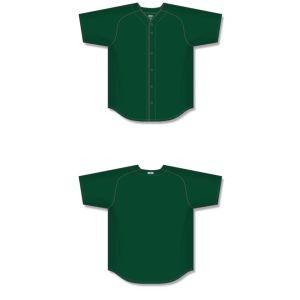 Athletic Knit BA5200-029 Full Button Baseball Jersey - Dark Green - Full