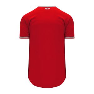 Athletic Knit BA5500-ANA587 Full Button Baseball Jersey - Red/White/Grey - Rear