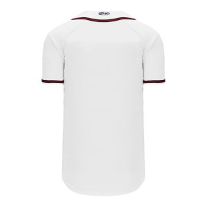 Athletic Knit BA5500-ATL598 Full Button Baseball Jersey - White/Navy/Red - Rear