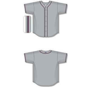 Athletic Knit BA5500-ATL599 Full Button Baseball Jersey - Grey/Navy/Red - Full