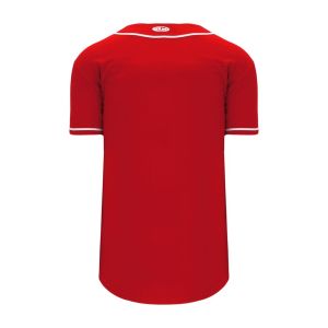 Athletic Knit BA5500-CIN698 Full Button Baseball Jersey - Red/White - Rear