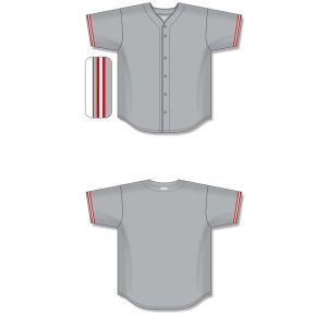 Athletic Knit BA5500-CIN699 Full Button Baseball Jersey - Grey/Red/White - Full