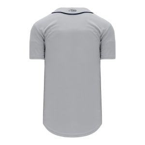 Athletic Knit BA5500-DET575 Full Button Baseball Jersey - Grey/Navy - Rear