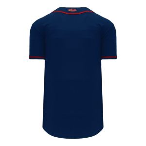 Athletic Knit BA5500-MIN697 Full Button Baseball Jersey - Navy/Red - Rear