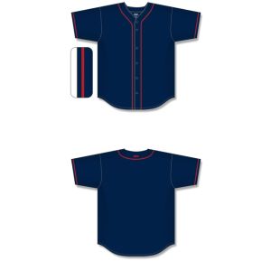 Athletic Knit BA5500-MIN697 Full Button Baseball Jersey - Navy/Red - Full