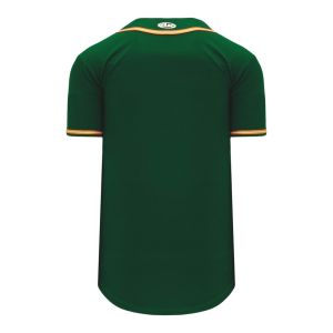 Athletic Knit BA5500-OAK592 Full Button Baseball Jersey - Dark Green/Gold/White - Rear
