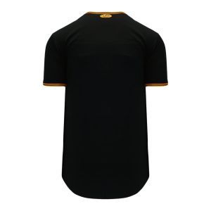 Athletic Knit BA5500-PIT578 Full Button Baseball Jersey - Black/Gold - Rear