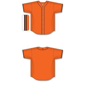 Athletic Knit BA5500-SF576 Full Button Baseball Jersey - Orange/Black - Full