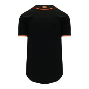 Athletic Knit BA5500-SF577 Full Button Baseball Jersey - Black/Orange - Rear
