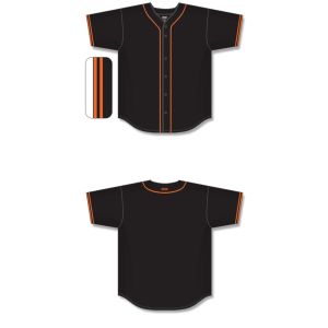 Athletic Knit BA5500-SF577 Full Button Baseball Jersey - Black/Orange - Full