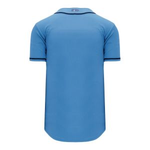 Athletic Knit BA5500-TB694 Full Button Baseball Jersey - Sky/Navy - Rear