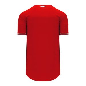 Athletic Knit BA5500-TOR571 Full Button Baseball Jersey - Red/White - Rear