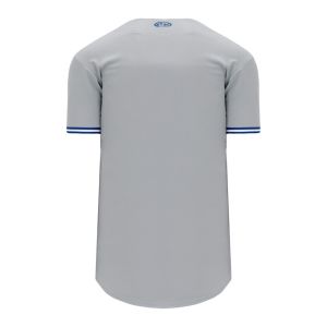 Athletic Knit BA5500-TOR572 Full Button Baseball Jersey - Grey/Royal/White - Rear