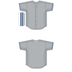 Athletic Knit BA5500-TOR572 Full Button Baseball Jersey - Grey/Royal/White - Full