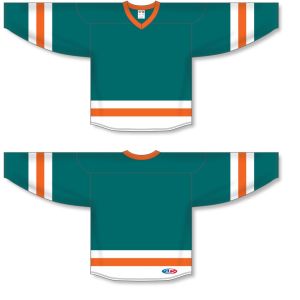 Athletic Knit H6500-458 League Hockey Jersey - Pacific Teal/White/Orange - Full