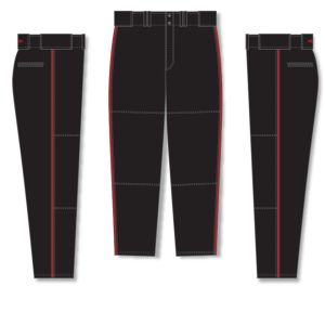 Athletic Knit BA1391-249 Pro Baseball Pants - Black/Red - Full
