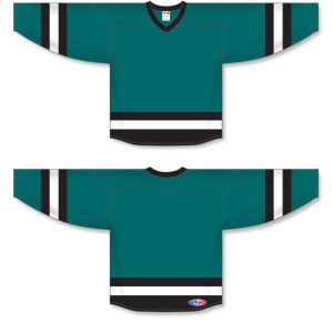 Athletic Knit H6500-457 League Hockey Jersey - Pacific Teal/Black/White - Full