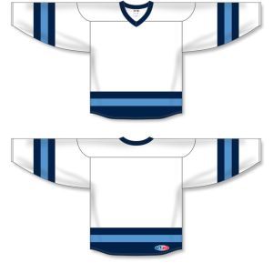 Athletic Knit H6500-474 League Hockey Jersey - White/Navy/Sky - Full