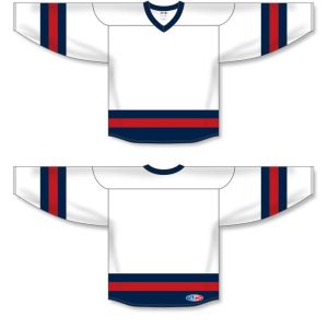 Athletic Knit H6500-765 League Hockey Jersey - White/Navy/Red - Full