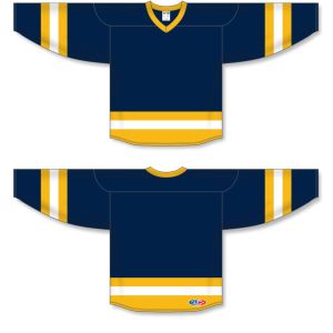 Athletic Knit H6500-766 League Hockey Jersey - Navy/Tuscan Gold/White - Full
