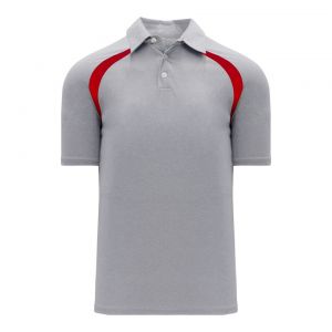 A1820 Apparel Polo Shirt - Heather Grey/Red - Front