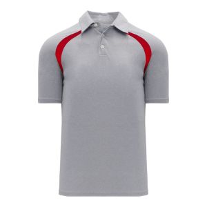 Athletic Knit A1820-923 Apparel Polo Shirt - Heather Grey/Red - Primary