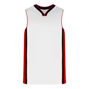 B1715 Pro Basketball Jersey - White/Black/Red - Front