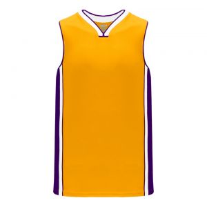 B1715 Pro Basketball Jersey - Gold/Purple/White - Front