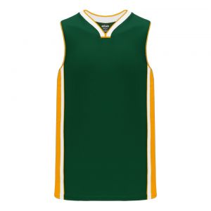 B1715 Pro Basketball Jersey - Dark Green/Gold/White - Front