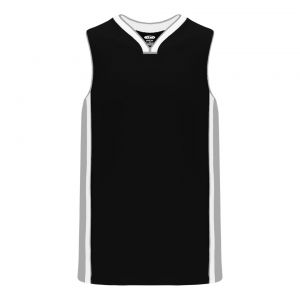 B1715 Pro Basketball Jersey - Black/Grey/White - Front