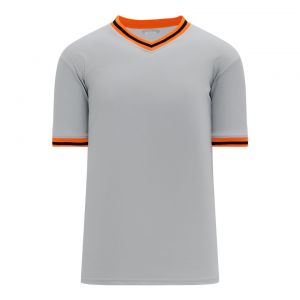 BA1333 Pullover Baseball Jersey - Grey/Orange/Black - Front