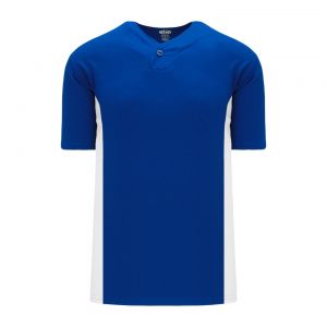 BA1343 One Button Baseball Jersey - Royal/White - Front