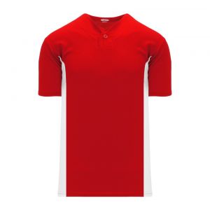 BA1343 One Button Baseball Jersey - Red/White - Front