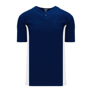 BA1343 One Button Baseball Jersey - Navy/White - Front