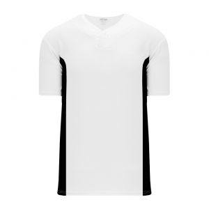 BA1343 One Button Baseball Jersey - White/Black - Front