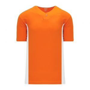 BA1343 One Button Baseball Jersey - Orange/White - Front