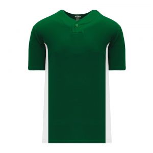 BA1343 One Button Baseball Jersey - Dark Green/White - Front