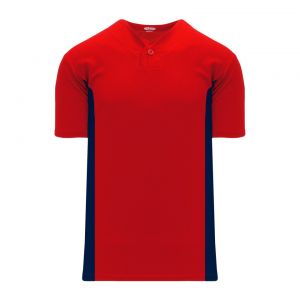 BA1343 One Button Baseball Jersey - Red/Navy - Front
