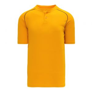 BA1344 Two Button Baseball Jersey - Gold/Black - Front